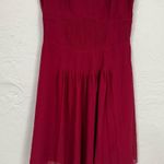 Karen Millen  Red Pleated Mini Dress Womens 8 Formal Cut Outs Short Sleeve Twee Photo 2