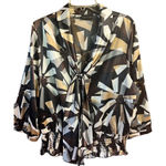 Apostrophe  Retro * Button * Tie Top Blouse Sz XL NWOT Photo 0