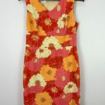 Talbots Petites 6 Floral Cotton Sheath Dress Orange Pink Mod Retro 60s Dopamine Photo 0