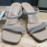 A New Day Stacy Mule Slide Sandals Women's 7.5 Silver Rhinestones Slip-On Preppy Photo 0