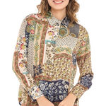 ZARA Patchwork Floral Print Button Down Blouse Boho Retro Mix Size Large Photo 0