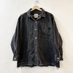 ZARA Women's Long Sleeve Button Collared Raw Hem Denim Shacket Size XS Black Photo 0