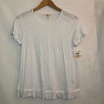 Style & Co NEW NWT PETITE Ruffled Hem Top White Blouse Short Sleeve Sheer Summer Photo 2