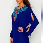 La Blanca Leaf It To Me Swim Cover Up Cut Out Sleeves Royal Blue Teal Coral L Photo 0