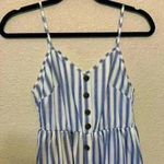 Angashion blue white stripe dress sz M nautical preppy teacher casual buttons Photo 1