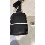 INICAT Crossbody Sling Bags Fanny Packs Leather Chest Bag black minimalist Photo 6