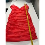 Hello Molly  popping champagne Coral Ruched V Neck Spaghetti Strap Mini Dress L Photo 9