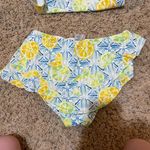 Lands' End  4 Twist Front Underwire Tankini Skirt Bottoms Swimsuit Set Lemons Blue Photo 11