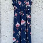 Soprano  Size Small Navy Blue Floral Print Wrap Midi Dress Photo 1