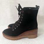 Vince Camuto Debsen Black Suede Croc Lug Sole Platform Combat Boot Lace Up 6 Box Photo 4