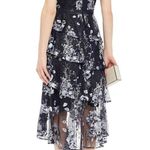 Notte Marchesa  Embroidered Glitter Tulle Asymmetrical Ruffle Tiered Dress Photo 2