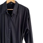 Monrow Asymmetrical Poplin Tie Shirt Dress in‎ Black 100% Cotton, Size Small Photo 6