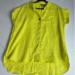 Ellen Tracy Ellen Tracy Womens XL Linen Chartreuse Shirt Top Tunic Preppy Breathable Boho Photo 0