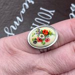 Vintage 70s Floral Bouquet Ring Adjustable Pink Photo 8