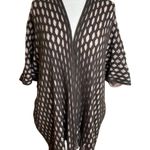 Max edition  Poncho Cardigan Womens Size 2X/3X Brown Fringe Open Oversized Boho Photo 0