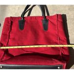 T. Anthony New York Red Canvas/ Black Leather Travel Duffle Tote Bag USA Made Photo 7