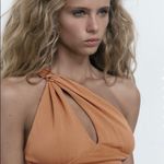 ZARA Asymmetrical Crop Top Buckle Cut Out Peekaboo Knit Size Small One Shoulder Photo 3