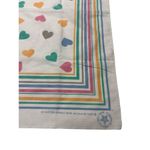 1980s Pastel Rainbow Hearts Bandana Handkerchief Pocket Square Cotton Blend White Photo 2