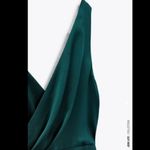 ZARA  Green Satin Effect Front Slit with Lace Trim V Neck Ruching Bloggers Fav XS Photo 6