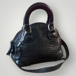 Donald J Pliner Couture Made in Mountains in Italy Leather Reptile Satchel Bag Black Photo 0