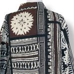 Chico's Chico’s Collarless Jacket Crocheted Black Brown Boho Print Open Front Large Photo 4