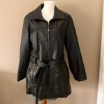 Jacqueline Ferrar Vintage Black Lambskin Leather Trench Jacket Size M Photo 6