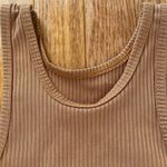 brown ribbed high neck cropped tank top Size XS Photo 4