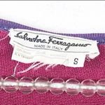 Salvatore Ferragamo  Small Purple Pink Slinky Vintage V Neck Knit Tunic Tassels Photo 2