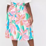 Lane Bryant  White Pink Green Tropical Floral Print Plus Size Skirt Photo 2