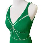 La Femme Kelly Green Mesh Paneled Prom Dress Photo 2