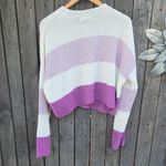 Moon & Maddison Moon & Madison Striped Purple and White Women's Sweater Photo 2