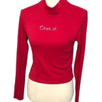 Forever 21 ribbed long sleeve red faux turtleneck with embroidered “over it” Photo 0