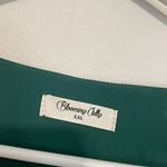 Blooming Jelly Lantern Long Sleeve Round Neck Top Dark Green Swiss Dot Boho Fall Photo 3