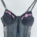Gilligan &‎ O'Malley Embroidered Open Front Back Baby Doll Dark Fairy Lingerie S Black Photo 5
