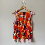 Rebecca Minkoff NWOT  Women's Sleeveless Floral Lace Trim Tank Top Orange small Photo 8