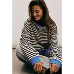 Free People We the Free Sweatshirt Striped Oversized Crewneck Size Medium Photo 0