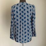 Escapada  sz S blue white print v-neck‎ work blouse Photo 3