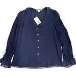 Diane Von Furstenberg DVF  ‘Kirsty’ Blouse Midnight Blue Size 2-100% Silk Photo 0
