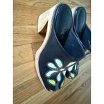 Charlotte Stone Clogs 9 Flower Black Yellow Daisy Shoes Slip On Wooden Photo 2