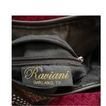 Raviani With Signed b.b.Simon Rhinestone Buckle Croc Embossed Leather Handbag. Brown Photo 12