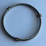 Women’s vintage dainty silver tone cable crystal bangle‎ bracelet one size Photo 3