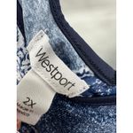 Westport  Top Women 2X Blue Printed  Scoop Neck Short‎ Sleeve Stretch Shark Hem Photo 3