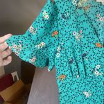 Bebop Floral Midi Dress L XL Flutter Sleeve Babydoll Cottagecore Smocked Green Photo 5