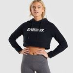 Gymshark Black Cropped Crest Hoodie Long Sleeve Sweatshirt Size Medium Photo 0