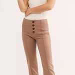 Free People  Women's Tan Button-Front Pants size 0 Photo 0