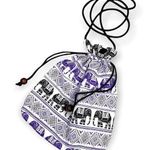 HANDMADE Boho Elephant Mandala Print Crossbody Pouch Bucket Bag Purse Small White Photo 0