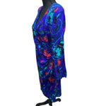 Silk Studio 1980's Floral Midi Dress Size‎ 8 100% Silk Purple Floral Long Sleeve Photo 3