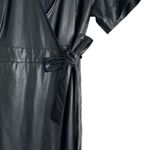 NWT Rachel Roy‎ Faux Leather Wrap Midi Dress with Pockets in Black, Size 4 Black Photo 5