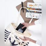 Anchor‎ Canvas Tote Bag with an Inner Pocket Top Zipper Blue Photo 7