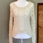 Flying Tomato Cream Crochet Open Knit Long Sleeve Sweater Small Photo 0